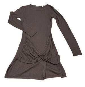Autumn Cashmere 100% Cashmere Tunic Sweater Dress Medium Brown Twist Front